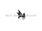 Gold CZ micro pave unicorn pendant charm for necklaces or bracelets, 12x14mm, ideal for kids' jewelry and DIY jewelry making.