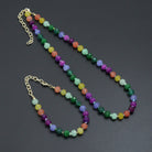 Colorful jade beads jewelry set featuring an adjustable necklace and bracelet from Bestbeads&Beyond, with vibrant, polished gemstone beads.