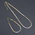 Bestbeads&Beyond ombré pink champagne cube beads jewelry set with matching necklace and bracelet, stylish and elegant accessory.