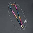 Pink Rainbow Adventure green Roundelle gemstone necklace by Bestbeads&Beyond, featuring vibrant pink, green, and rainbow-colored gemstones.