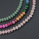 Pink Rainbow adventure green Roundelle gemstone necklace with pink and green beads, crafted by Bestbeads&Beyond.
