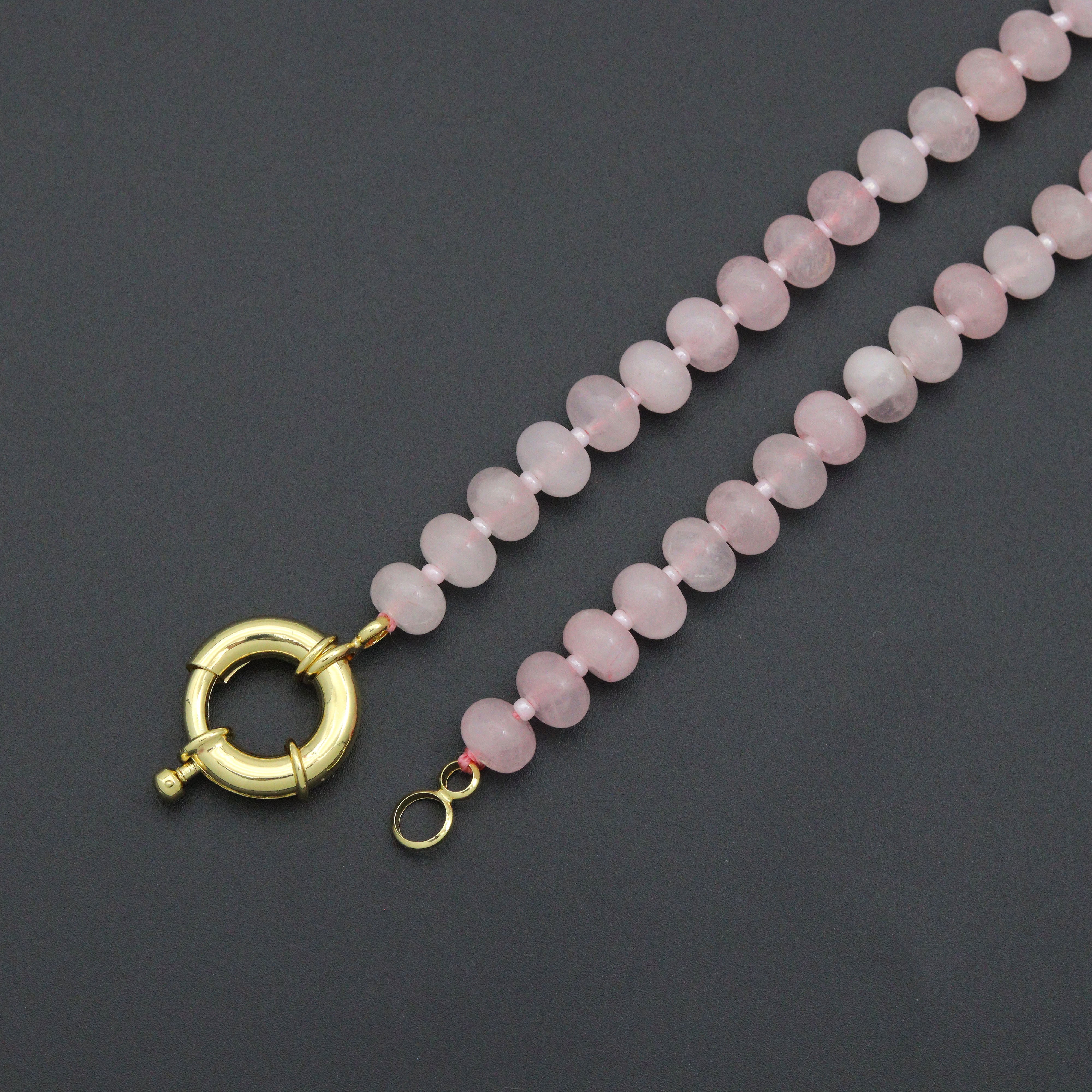 Pink Rainbow Adventure Green Roundelle Gemstone Necklace by Bestbeads & Beyond, featuring vibrant pink and green gemstones.