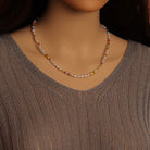 Freshwater pearl gold spacer beads adjustable necklace by Bestbeads&Beyond, featuring elegant pearl and gold-tone design.
