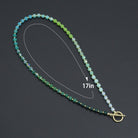 Ombré green cube stone necklace with toggle clasp by Bestbeads & Beyond, featuring vibrant green stones and a secure clasp.