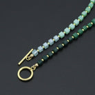 Ombré green cube stone necklace with toggle clasp by Bestbeads&Beyond, featuring a stylish gradient green design.