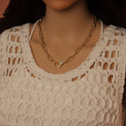 Bestbeads&Beyond paperclip link chain necklace with CZ pendant and lobster clasp, showcasing a stylish jewelry piece.