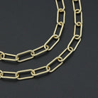 Paperclip link chain necklace with CZ lobster clasp by Bestbeads&Beyond, showcasing shiny metal links and sparkling CZ accents.