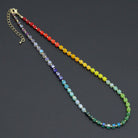 Rainbow Cube Crystal Beads Necklace by Bestbeads&Beyond with colorful cube-shaped crystal beads on a delicate chain.
