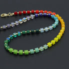 Rainbow Cube Crystal Beads Necklace by Bestbeads&Beyond featuring colorful cube-shaped crystal beads on a stylish necklace.