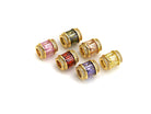 Pink cubic zirconia big hole drum spacer beads, 10x12mm, from Bestbeads&Beyond, featuring micro pave CZ design for jewelry making.