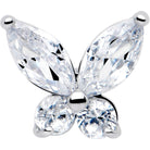 Clear CZ gem open wing butterfly barbell tongue ring for piercing, featuring a sleek design and sparkling gemstone from BodyCandy.