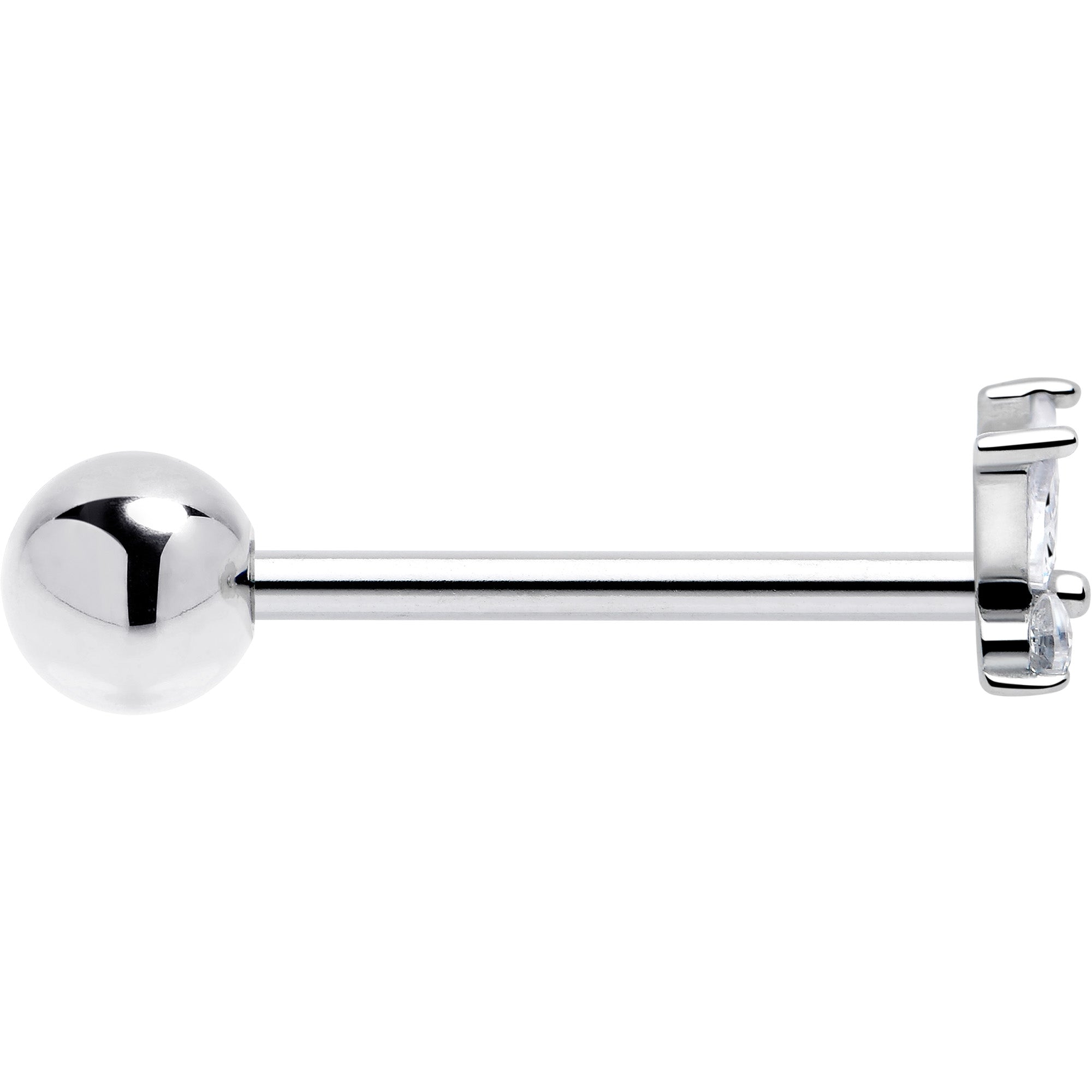 Clear CZ gem open wing butterfly barbell tongue ring from BodyCandy, featuring a sparkling gemstone and butterfly design.