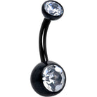 Double CZ implant-grade titanium threadless bezel belly ring by BodyCandy, featuring a sleek push-in design and sparkling stone accents.