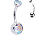 Double CZ implant-grade titanium threadless bezel belly ring by BodyCandy, featuring a sleek push-in design and sparkling gemstones.