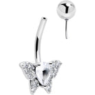 Clear cubic zirconia butterfly belly ring by BodyCandy with sparkling stones and silver-tone metal.