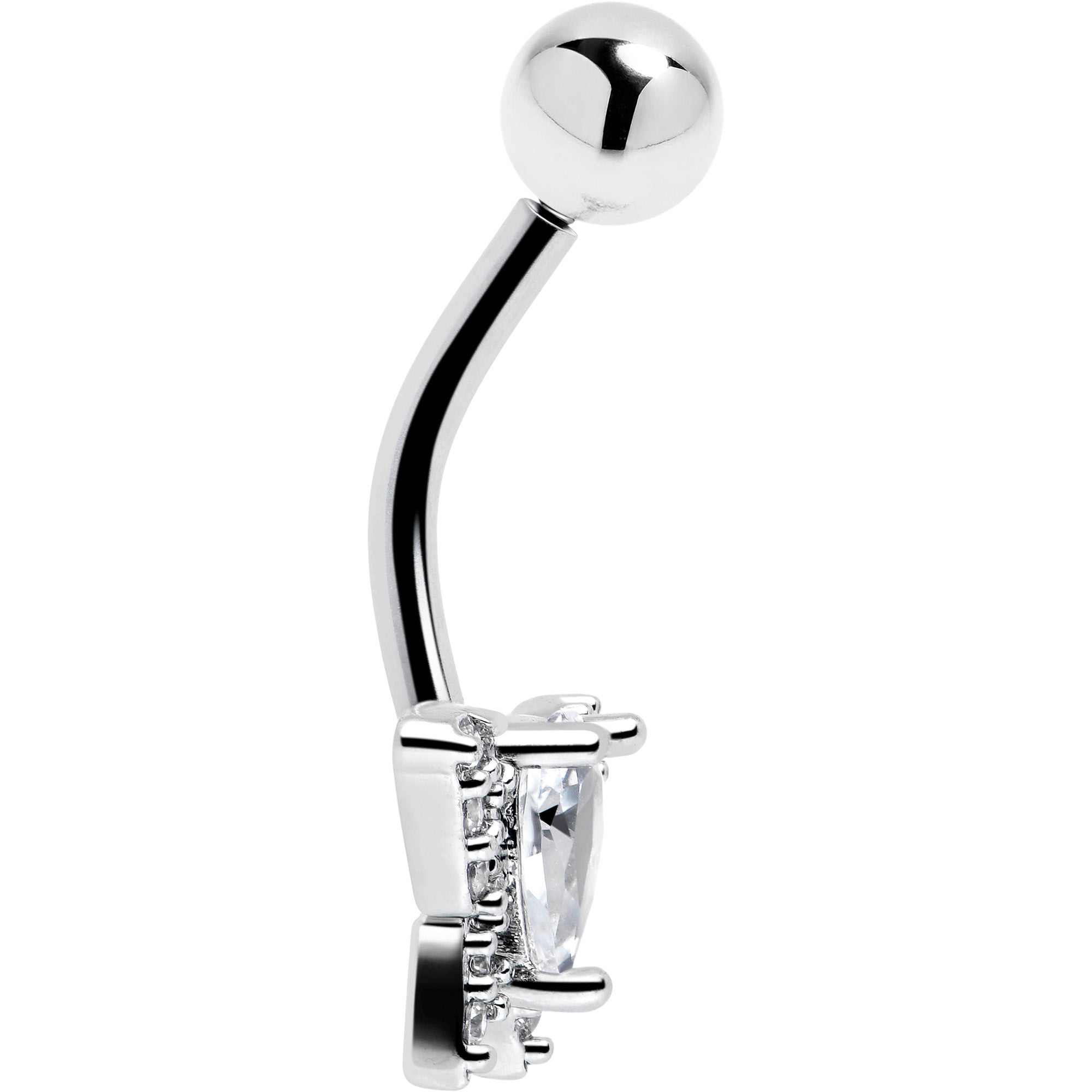 Clear cubic zirconia butterfly belly ring by BodyCandy featuring a sparkling butterfly design for pierced belly button.