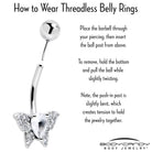 Clear cubic zirconia butterfly belly ring by BodyCandy, featuring a sparkling butterfly design on a silver-tone belly jewelry piece.