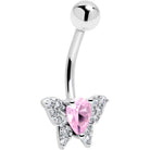 Clear cubic zirconia butterfly belly ring from BodyCandy with sparkling stones and a delicate butterfly design.