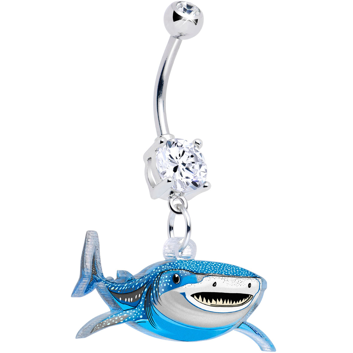 Acrylicious Attack Swimming Shark Dangle Belly Ring by Onyx O ...