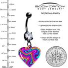 Black double gem swirling heart dangle belly ring by BodyCandy, featuring a stylish dangle design and heart-shaped accents.