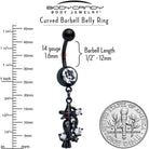 Black raven dangle belly ring with clear CZ gem from BodyCandy, featuring a witch-themed design and silver-tone finish.