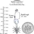 Clear CZ gem goth glam spider dangle belly ring by BodyCandy with a decorative dangling spider design and sparkling gemstone.