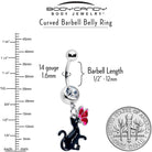 Clear gem butterfly and black cat dangle belly ring by BodyCandy, featuring a sparkling butterfly and feline design for belly piercing.