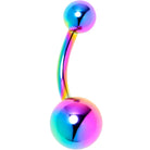 Rainbow ASTM F-136 implant grade titanium internally threaded belly ring by BodyCandy, featuring vibrant rainbow colors and smooth design.