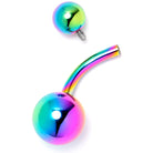 Rainbow ASTM F-136 implant grade titanium internally threaded belly ring by BodyCandy, showcasing vibrant rainbow finish and smooth threading.