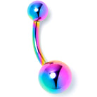 Rainbow ASTM F-136 implant grade titanium belly ring, internally threaded body jewelry for navel piercings.