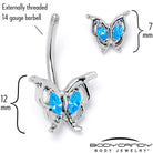 Blue gem fancy butterfly double mount belly ring by BodyCandy, showcasing a decorative metal and gem design for belly piercing.
