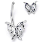 Clear gem butterfly double mount belly ring by BodyCandy featuring a sparkling butterfly design and double mount style.