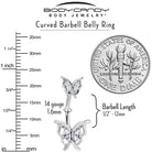 Clear gem butterfly double mount belly ring by BodyCandy, featuring a decorative butterfly design and sparkling gemstones.