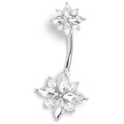Clear gem star double mount belly ring by BodyCandy, featuring a sparkling star design and double decorative mounts.