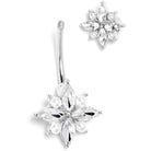 Clear gem star belly ring with double mount design by BodyCandy, featuring sparkling star-shaped accents on a silver-tone belly jewelry piece.