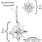 Clear gem star power double mount belly ring by BodyCandy with sparkling star-shaped gems and double mounting design.