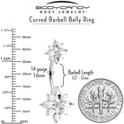 Clear gem star double mount belly ring by BodyCandy featuring a sparkling star design and double mounting for enhanced style.