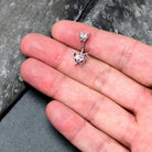 Pink gem butterfly double mount belly ring by BodyCandy with sparkling pink stones and decorative butterfly design.