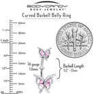 Pink gem butterfly double mount belly ring by BodyCandy featuring a decorative design with sparkling pink gems.