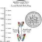 Rainbow gem pride open butterfly double mount belly ring by BodyCandy featuring colorful gemstones and butterfly design.