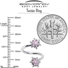 Pink CZ Gem glam snowflake spiral belly ring by BodyCandy featuring a twisted design and sparkling gemstone accents.