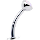 Synthetic opal bezel titanium threadless floating belly ring with aqua-colored top mount, designed for comfortable body piercing.