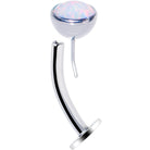 Aqua synthetic opal bezel titanium threadless floating belly ring with top mount, designed for piercings and body jewelry.