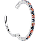 Black and orange 20G Micro Gem Titanium hinged segment ring nose hoop by BodyCandy, showcasing its sleek, curved design.