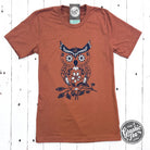 Heather autumn short sleeve graphic tee by The Graphic Tee featuring a boho owl design, perfect for casual wear.