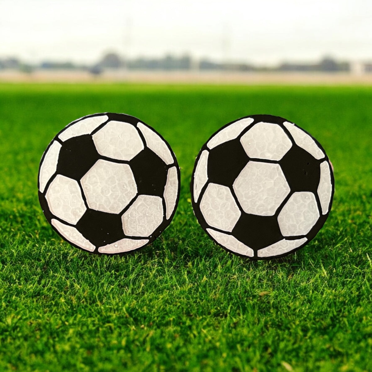 Soccer ball with vents and magnets from Bug & Bean Freshies, showing detailed close-up of the textured surface and ventilation features.