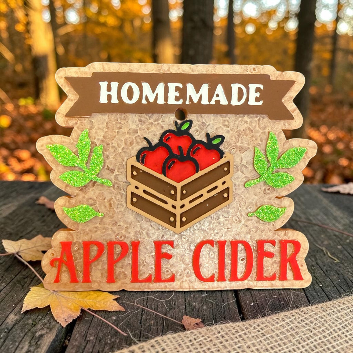 Apple Cider Freshie by Bug & Bean Freshies, a natural air freshener shaped like a fresh apple with autumn-inspired details.
