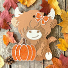 Pumpkin Patch Cow Freshie by Bug & Bean Freshies, a cute farm-themed decorative wax melt in a pumpkin patch scene.