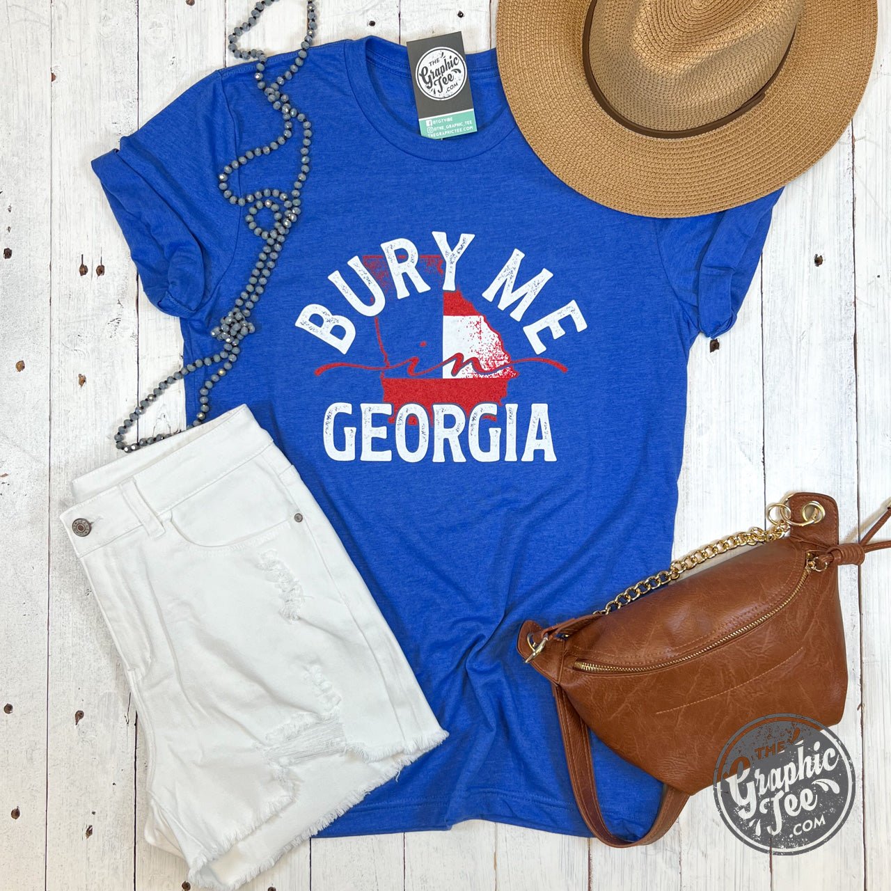 Black Bury Me In Georgia short sleeve graphic tee by The Graphic Tee, featuring a vintage-inspired Georgia design.