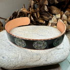 Mystical Celtic Spiral Copper Cuff Bracelet from Celtic Crystal Design Jewelry, featuring intricate spiral pattern and handcrafted copper finish.